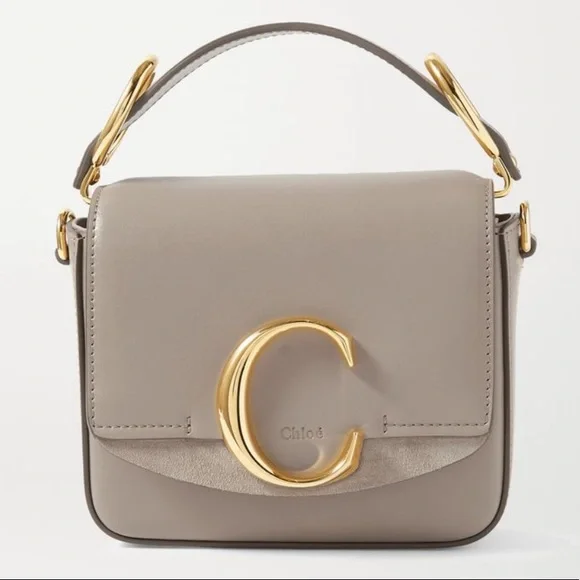 Chloe Bags Chlo C Mini Suedetrimmed Leather Shoulder Bag Poshmark